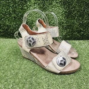 Taos Carousel 2 Python Snake Print Leather Wedge Comfort Sandals Womens 37 6 6.5